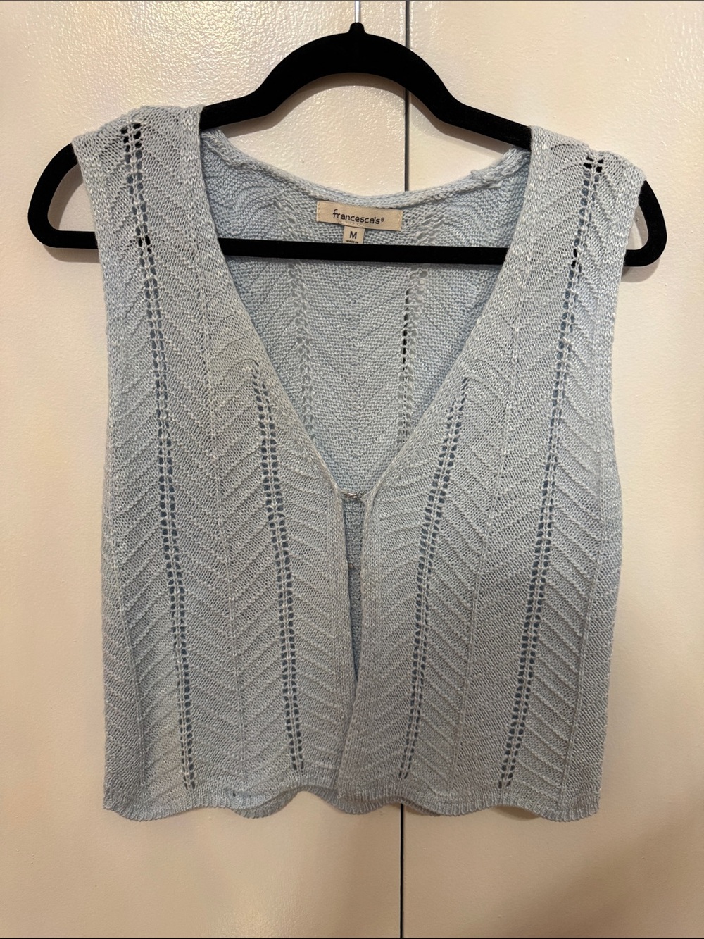 Francesca's Pale Blue Knit V-Neck Vest